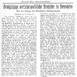 Zeitungsartikel im Bergsträßer Anzeigeblatt vom 01.04.1928 zur Sitzung des Verkehrsvereins und Neugestaltung des Ritterplatzes