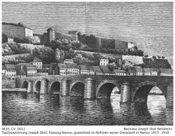 Tuschezeichnung der Festung Namur, Namur, um 1916, Joseph Stoll, Bensheim; Kennung: NLJS_Dokumente_CV_0612; digitalisiert und zusammengestellt: Frank-Egon Stoll-Berberich, 2023.
