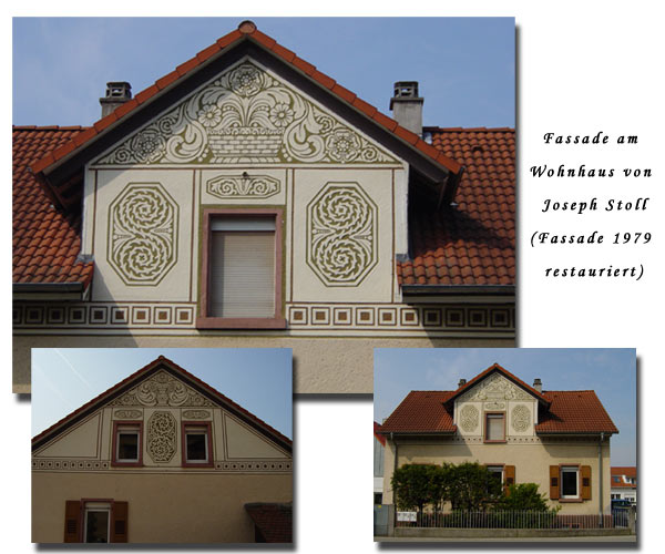 Bilder der Sgraffito-Fassade in der Darmstädter Straße in Bensheim