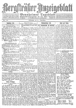 Artikel im Bergsträßer Anzeigeblatt anlässlich einer Kunstausstellung von Georg Beringer in der Mannheimer Kunsthalle (21.09.1921)