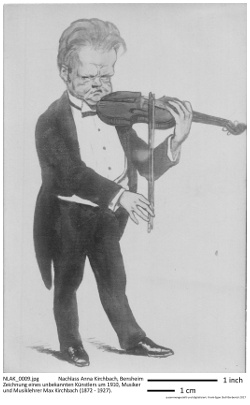 Kennung: NLAK_0009.jpg; Nachlass Anna Kirchbach, Bensheim; Zeichnung eines unbekannten Künstlers um 1910, Musiker und Musiklehrer Max Kirchbach (1872 - 1927).