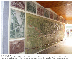 Joseph Stoll-Passage 2003, Sgraffito Bergstraße. Blick in die Joseph Stoll-Passage auf das Sgraffito "Bergstraße". Blickrichtung Bahnhofstraße. Sgraffiti gestaltet durch Franz Freyer.