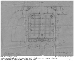 Gestaltungsvorschlag Ehrenfriedhof durch Joseph Stoll vom 27.12.1916, siehe Schriftverkehr Stadtbauamt Bensheim; siehe auch NLJS_Dokumente_CV_0448 und NLJS_Dokumente_CV_0449; Kennung: NLJS_Dokumente_CV_0450