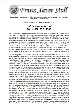 Kieffer (1902): Nekrolog Prof.Dr. Franz Xaver Stoll, Sonderabdruck aus der Zeitschrift für mathematischen und naturwissenschaftlichen Unterricht, 33. Jahrgang, Seite 143.