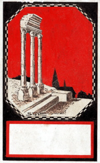 ExLibris vermutlich für den Architekten Georg Meckel, um 1920, Größe: 95 mm x 55 mm, Text: -, keine weiteren Informationen vorhanden.